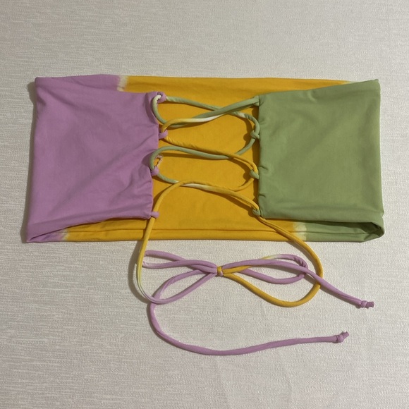 L*SPACE Women's BEACH WAVE TOP Color Block Bandeau Bikini Top Size XL - Picture 4 of 7